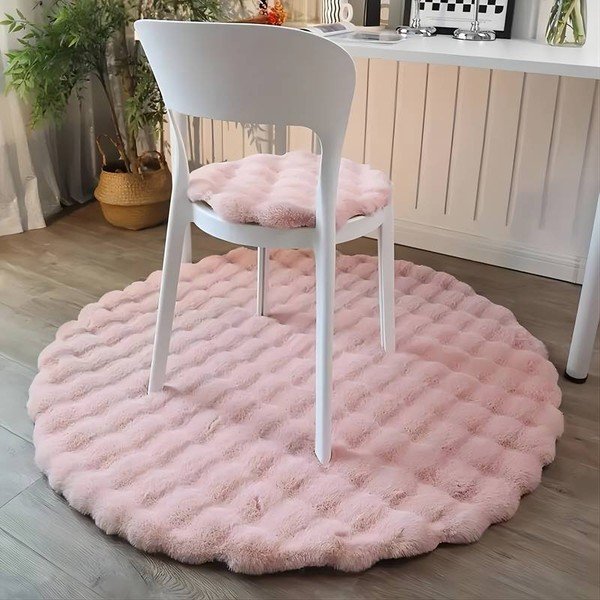 Skalbiamas apvalios formos kilimas rožinės spalvos ø 150 cm Bubble Pink – Mila Home-image-1