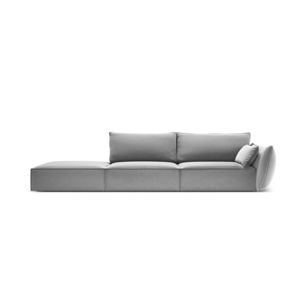 Šviesiai pilkos spalvos iš velveto sofa su dešiniuoju kampu 264 cm Vanda – Mazzini Sofas