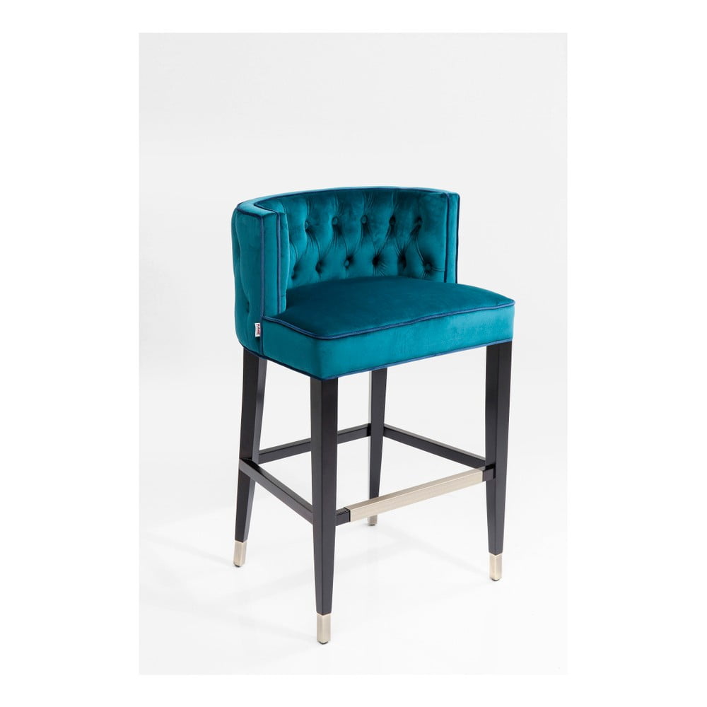 Baro kėdė su mėlynu apmušalu ir buko medienos kojomis "Kare Design