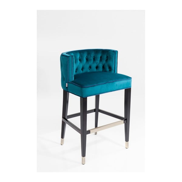 Baro kėdė su mėlynu apmušalu ir buko medienos kojomis "Kare Design
