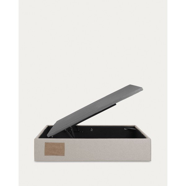 Smėlio spalvos viengulė lova audiniu dengta su sandėliavimo vieta 90x190 cm Matters – Kave Home-image-3