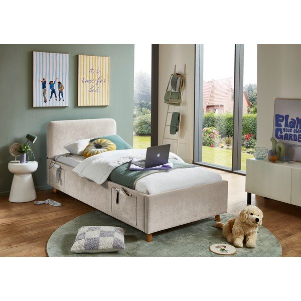 Smėlio spalvos vaikiška lova be grotelių 90x200 cm Cosy – Meise Möbel-image-1