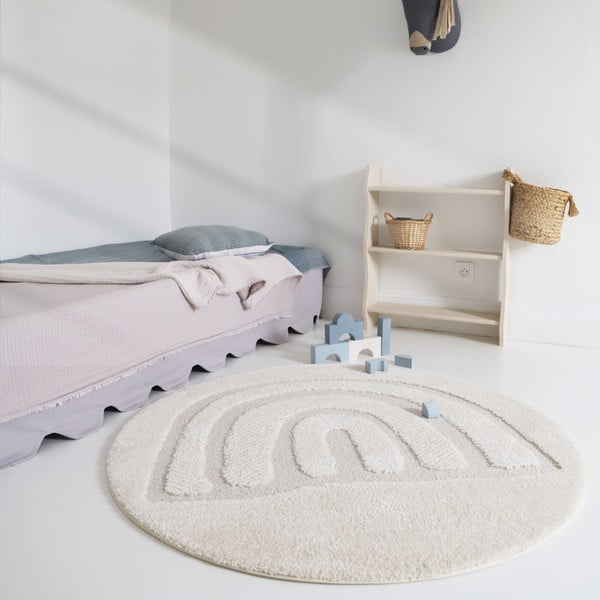 Vaikiškas kilimas kreminės spalvos ø120 cm Rainbow Dream S – Nattiot-image-1