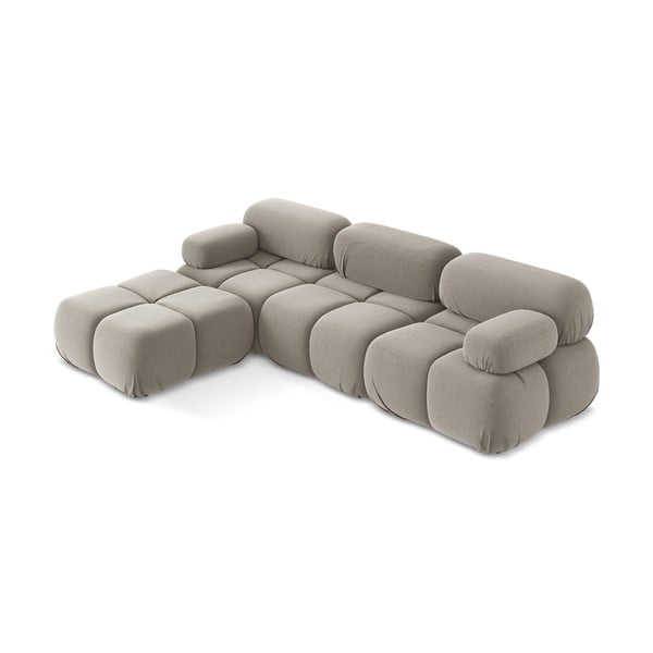 Smėlio spalvos iš velveto modulinė kampinė sofa Lokua – Makamii-image-2