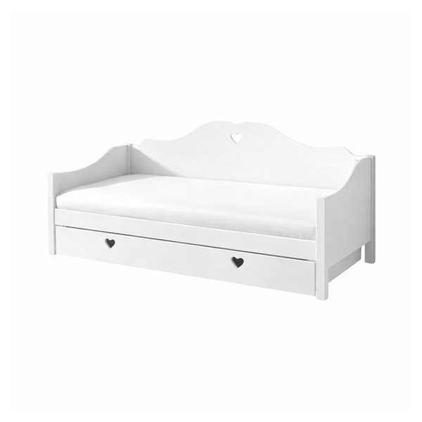 Ištraukiama iš pušies masyvo vaikiška lova baltos spalvos su sandėliavimo vieta 90x200 cm AMORI – Vipack