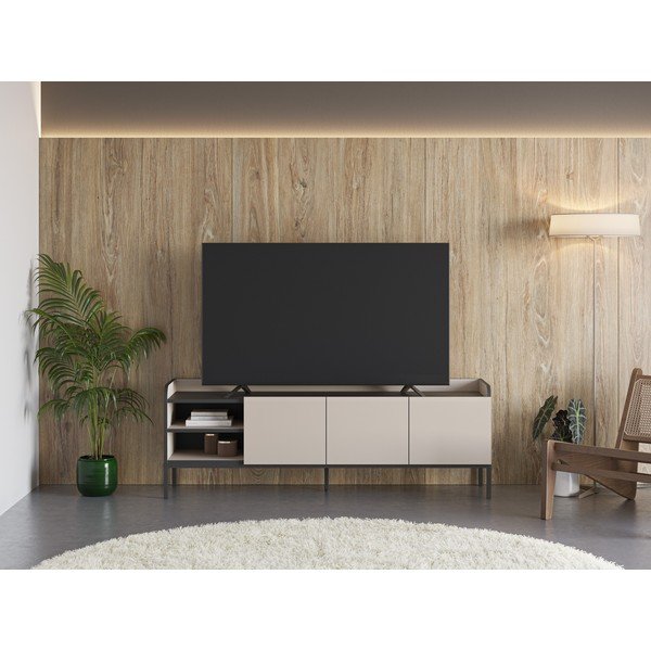 Kreminės spalvos TV spintelė 160x55x42 cm Adara – Marckeric-image-1