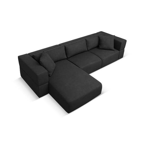 Kampinė sofa juodos spalvos (su kairiuoju kampu) Esther – Milo Casa-image-3