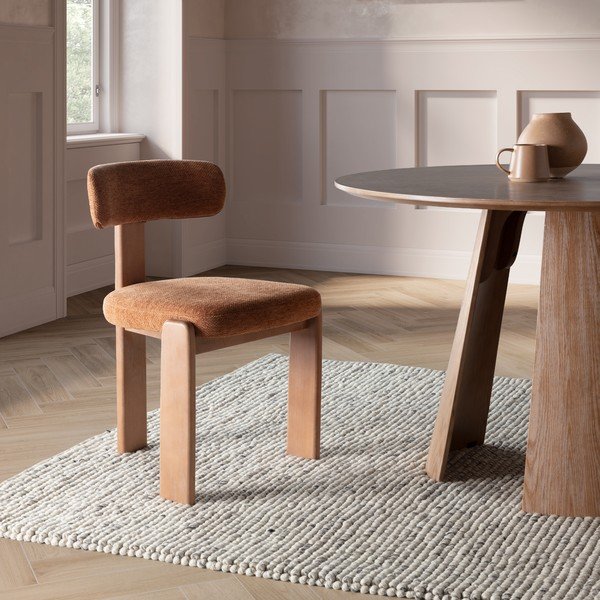 Raudonos plytų spalvos iš audinio valgomojo kėdės 2 vnt. Nadia – MOME-image-2