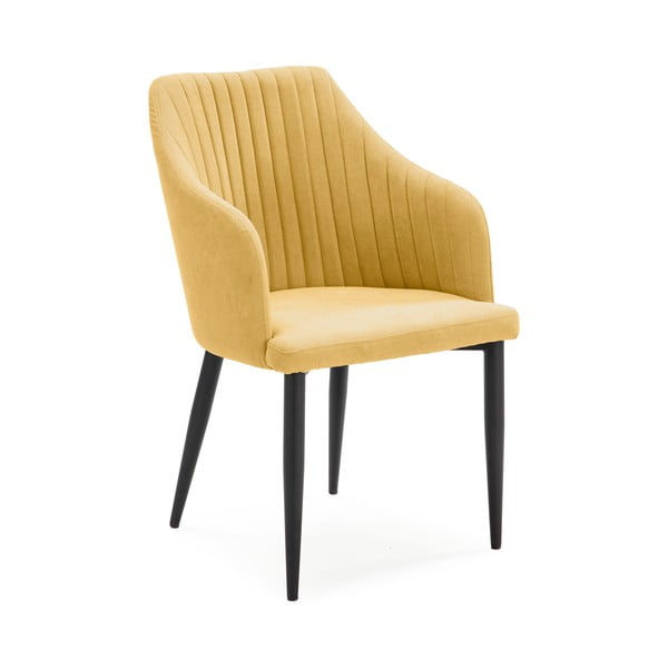 Geltonos spalvos iš audinio valgomojo kėdžių komplektas 2 vnt. Nadi – Marckeric