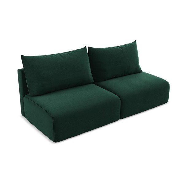 Tamsiai žalios spalvos sulankstoma/su sandėliavimo vieta sofa iš velveto 216 cm Kalena – Makamii-image-3