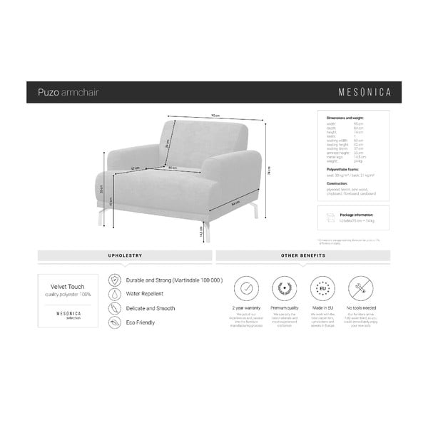 Mėlynas aksominis krėslas MESONICA Puzo-image-4