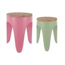 Žalios spalvos/rožinės spalvos iš metalo taburečių rinkinys 2 vnt. Double Funky – Leitmotiv