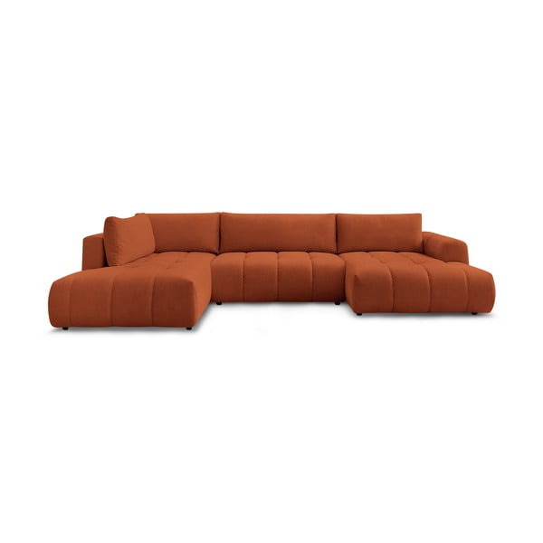 Raudonos plytų spalvos sulankstoma/su sandėliavimo vieta kampinė sofa (su kairiuoju kampu/„U“ formos) Fuji – Bobochic Paris