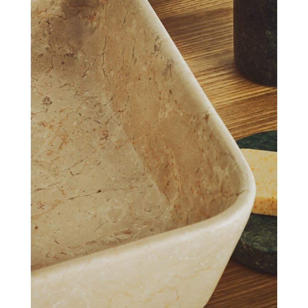 Smėlio spalvos iš akmens praustuvas 55x35 cm Darnen – Kave Home-image-2