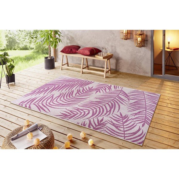 Rožinės ir smėlio spalvos lauko kilimas NORTHRUGS Palmera, 200 x 290 cm-image-1