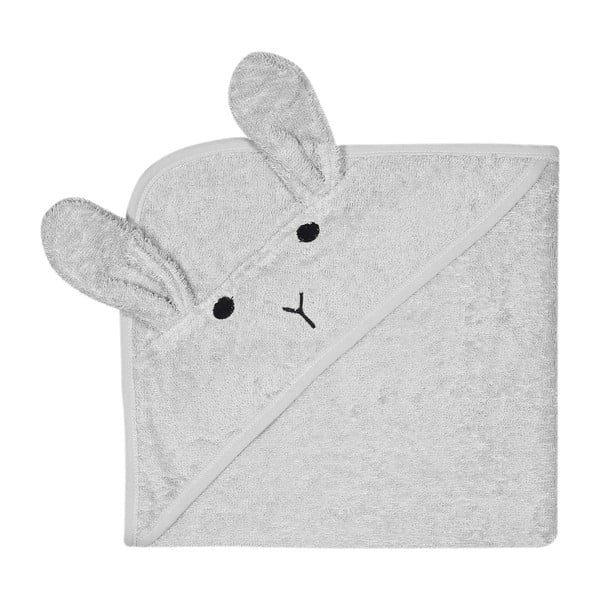Pilkos spalvos medvilninis vaikiškas rankšluostis su gobtuvu Kindsgut Rabbit