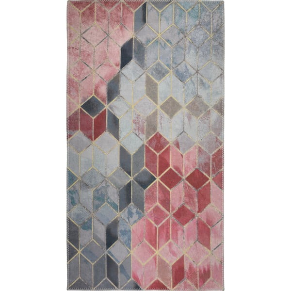 Šviesiai rožinis/šviesiai pilkas plaunamas kilimas 50x80 cm - Vitaus
