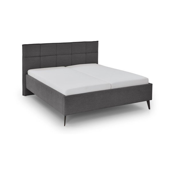 Antracito spalvos dvigulė lova audiniu dengta su sandėliavimo vieta su lovos grotelėmis 160x200 cm Paulo – Meise Möbel-image-2