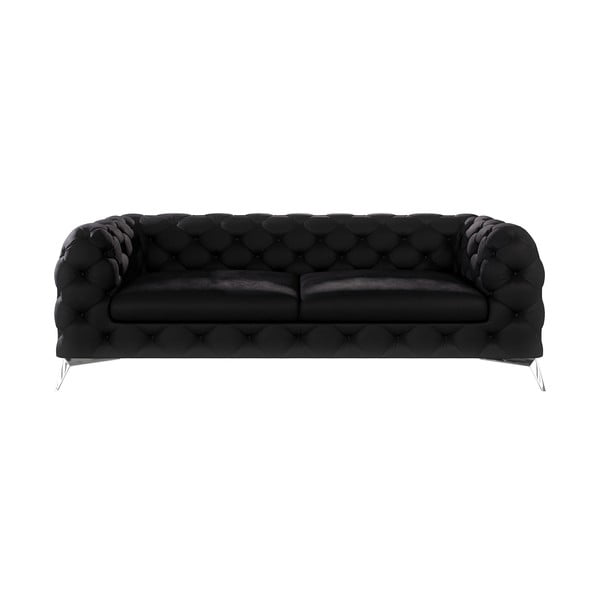 Juodos spalvos iš velveto sofa 225 cm Chelsea – Ropez