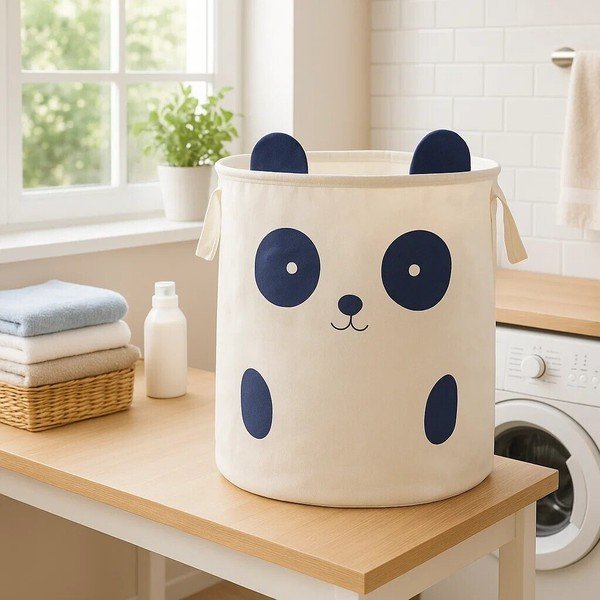 Baltos spalvos iš tekstilės vaikiškas krepšys ø 38x48 cm Mimo Panda Face – Premier Housewares-image-4