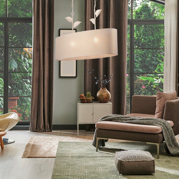 Kabantis šviestuvas auksinės spalvos su tekstiliniu gaubtu Noemi – LAMKUR-image-2