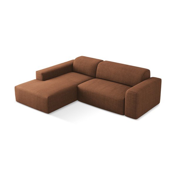 Terakotos spalvos kampinė sofa (su kairiuoju kampu/su gultu) Keli – Makamii-image-3