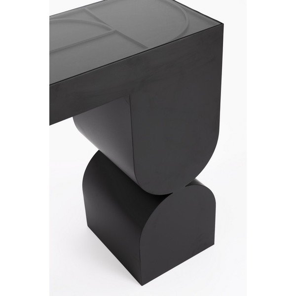 Juodos spalvos konsolinis staliukas su stikliniu stalviršiu 32x120 cm Archie – Bizzotto-image-4