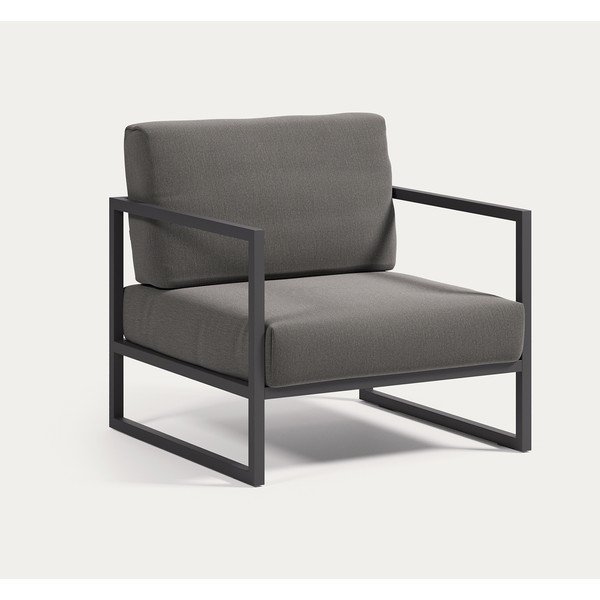 Tamsiai pilkos spalvos metalinis sodo krėslas Comova – Kave Home-image-3