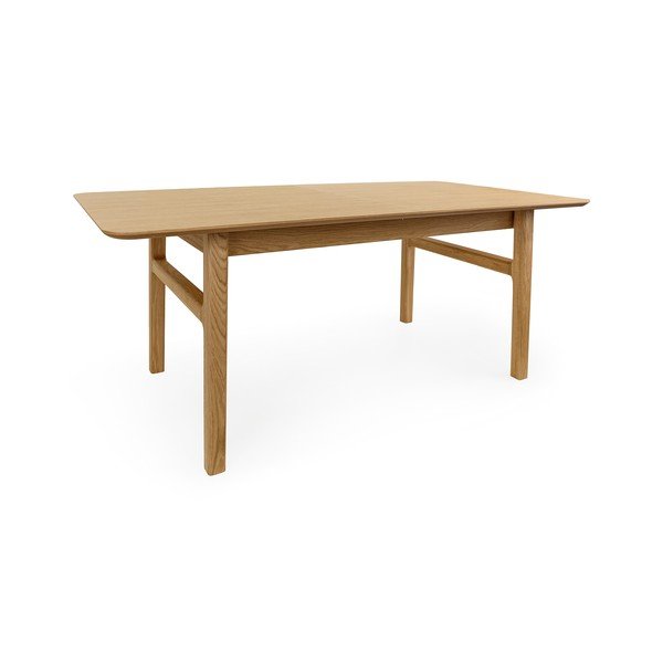 Prailginamas valgomojo stalas su papildomu stalviršiu iš ąžuolo 90x180 cm Curved – Woodman