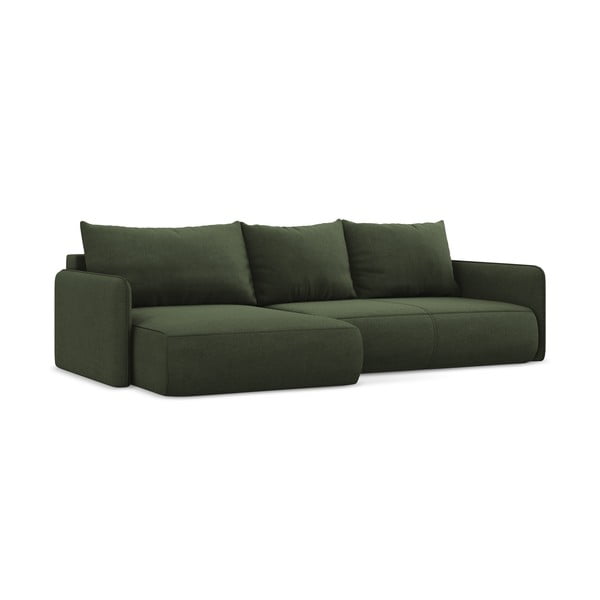 Žalios spalvos sulankstoma/su sandėliavimo vieta kampinė sofa (su kairiuoju kampu) Nanea – Makamii-image-3