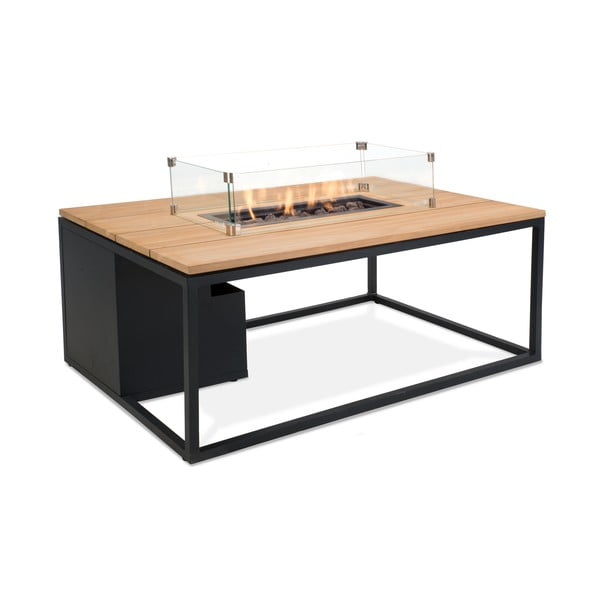 Juodas sodo stalas su tikmedžio stalviršiu ir židiniu COSI Cosiloft, 120 x 80 cm-image-2