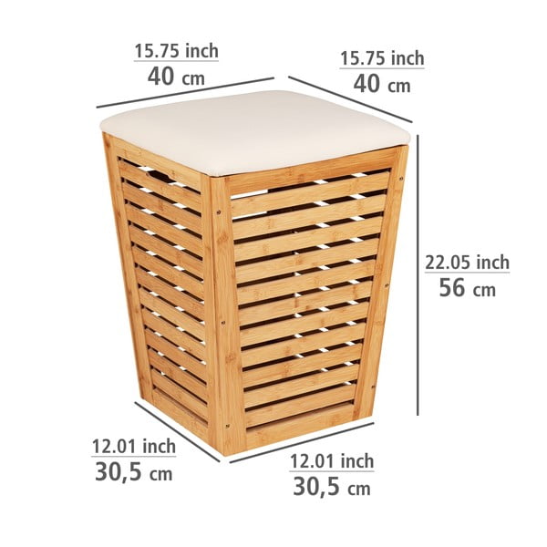 Bambukinis skalbinių krepšys 55 l - Wenko-image-3