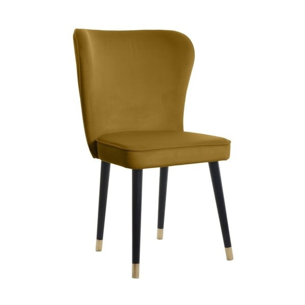 Geltonos spalvos valgomojo kėdė su aukso detalėmis JohnsonStyle Odette French Velvet
