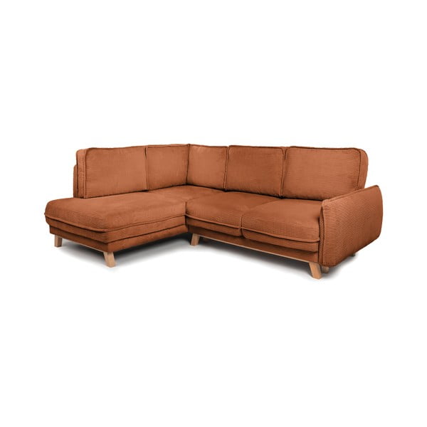 Iš kordinio velveto sulankstoma kampinė sofa oranžinės spalvos (su kairiuoju kampu) Tori – Bonami Selection-image-2