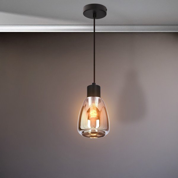 Juodos spalvos kabantis šviestuvas ø 12 cm su stiklo gaubtu Moldo – Candellux Lighting-image-3