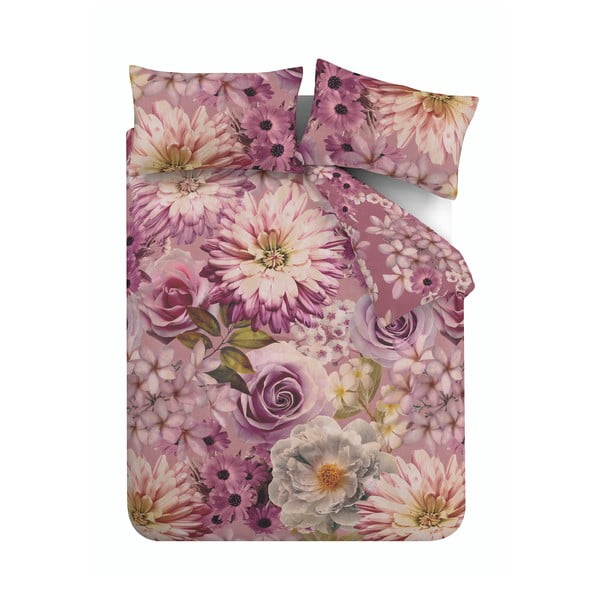 Rožinės spalvos dvigulė/itin ilga patalynė 230x220 cm Rosemoor Floral – RHS