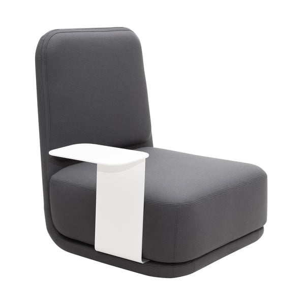 Tamsiai pilkas fotelis su baltu metaliniu staliuku Softline Standby High + Side Table
