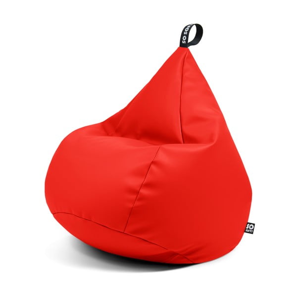 Raudonos spalvos iš dirbtinės odos sėdmaišis Drop XL – So Soft?