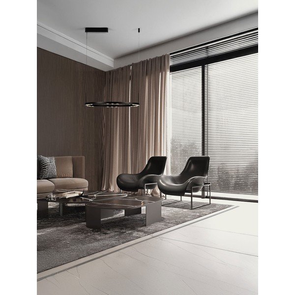 Matinės juodos spalvos iš aliuminio kabantis šviestuvas LED su pritemdymo funkcija ø 60 cm Lunette – Nova Luce-image-1