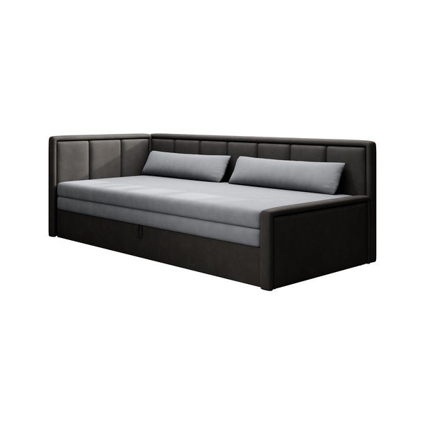 Tamsiai pilkos spalvos iš šenilinio audinio sulankstoma/su sandėliavimo vieta sofa 214 cm Fulgeo – ELTAP