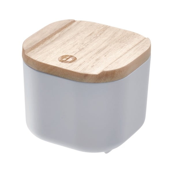 Pilka dėžutė su dangteliu pagaminta iš paulovnijos medienos iDesign Eco, 9 x 9 cm