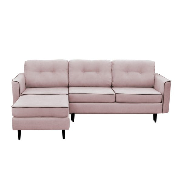 Rožinė sofa lova su juodomis kojomis Mazzini Sofos Dragonfly, kairysis kampas