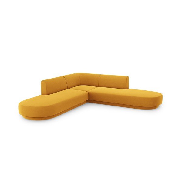 Kampinė sofa garstyčių spalvos iš velveto Miley – Micadoni Home-image-3