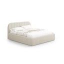 Kreminės spalvos dvigulė lova audiniu dengta su sandėliavimo vieta su lovos grotelėmis 200x200 cm Juno – Windsor & Co Sofas