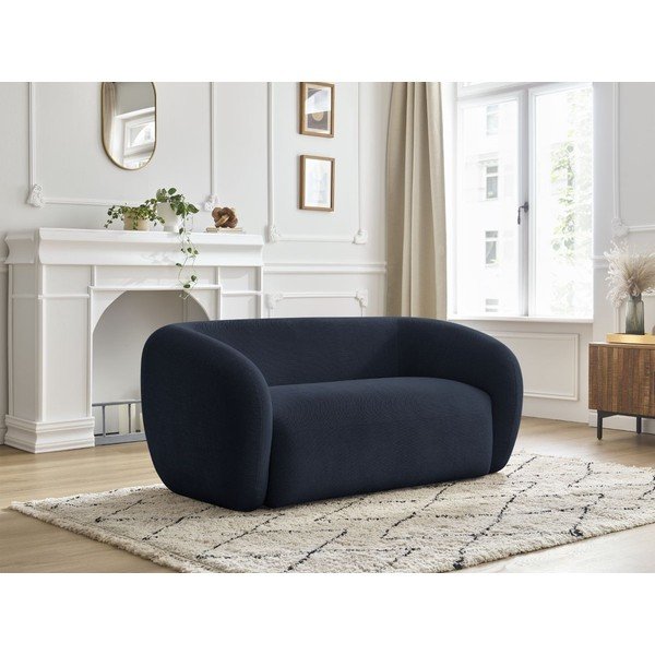 Tamsiai mėlynos spalvos sofa iš šenilinio audinio 160 cm Celine – Bobochic Paris-image-1