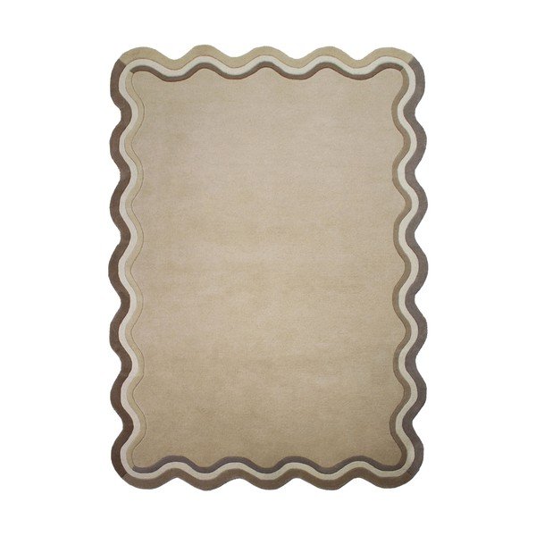 Rankų darbo natūralios spalvos iš vilnos kilimas 120x170 cm Leo Scallop – Flair Rugs