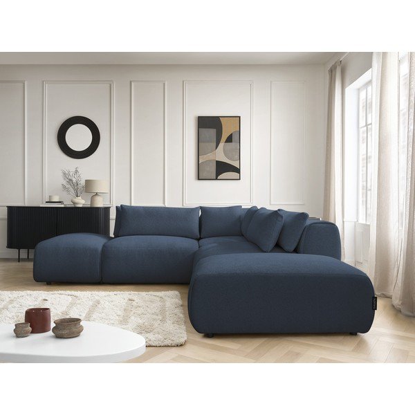 Mėlynos spalvos reguliuojama modulinė kampinė sofa Jana – Bobochic Paris-image-1