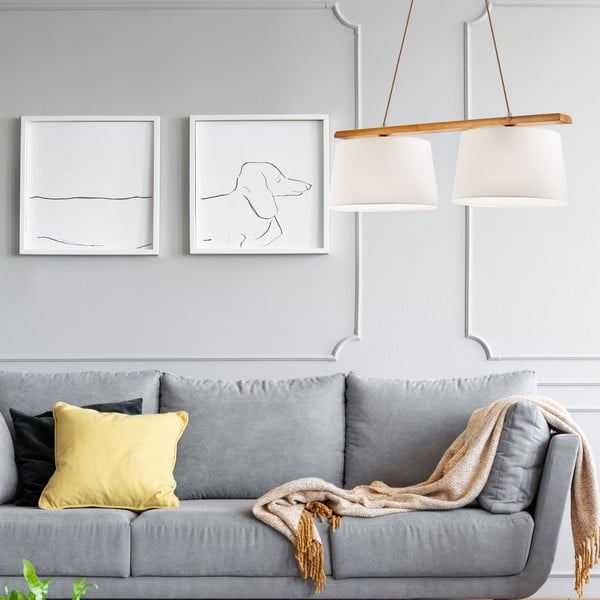 Kabantis šviestuvas rudos spalvos ø 35 cm su tekstiliniu gaubtu Aida – LAMKUR-image-1