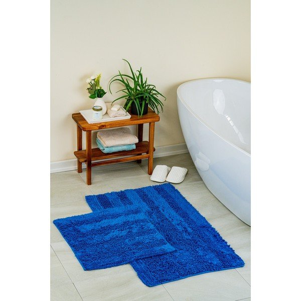 Tamsiai mėlynos spalvos vonios kilimėliai 2 vnt. 60x100 cm Luxury Softy – Foutastic-image-1