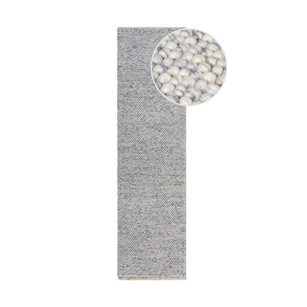 Rankų darbo iš vilnos mišinio kilimas šviesiai mėlynos spalvos 60x230 cm Minerals – Flair Rugs